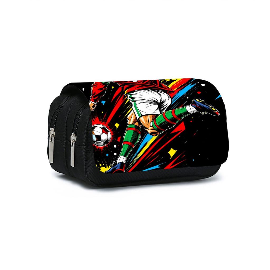 Astuccio a Ribaltina a Doppio Strato con Stampa Calcio per Ragazzo/Ragazze Migliori Regali Astuccio per Matite Cartoni Animati 2D Materiale Scolastico per Bambini