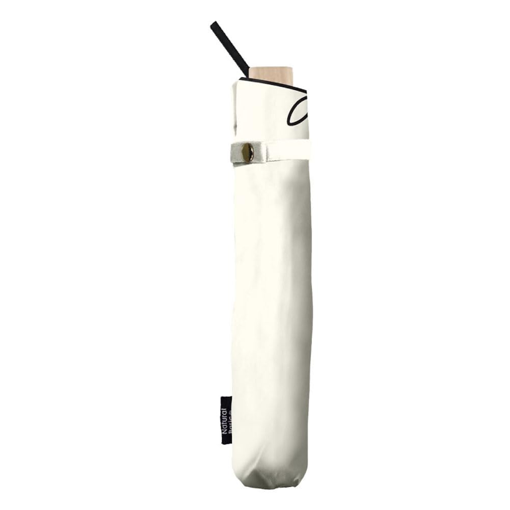 Nakatani Natural Basic Folding UV Manual Rib Black Windproof All-Weather Umbrella, Fleur, Off-White [924-049], Opening, Size 55cm, Coated,