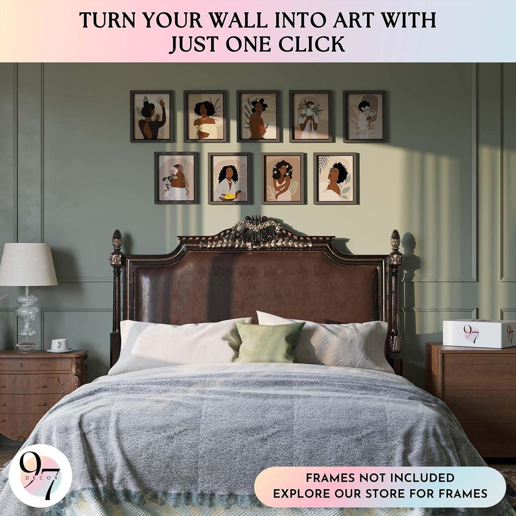 97 Decor Black Woman Wall Art - Black Girl Wall Decor, Black Women Posters, N N Art Paintings, Abstract N Pictures Black Girls Prints for Home