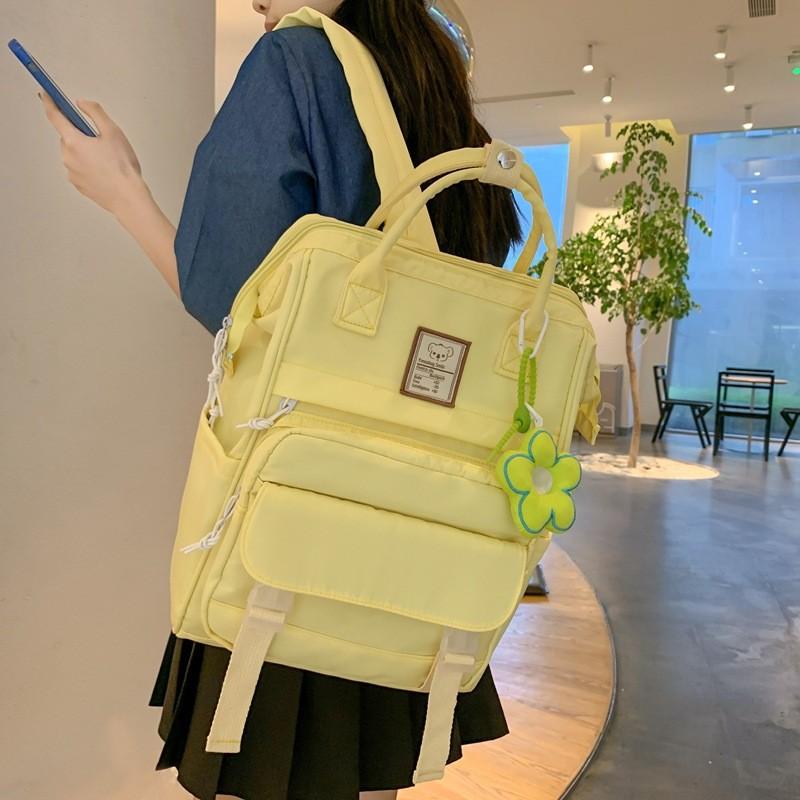 Color Solid Simple Letter Pattern Student Backpack For School And Daily Use