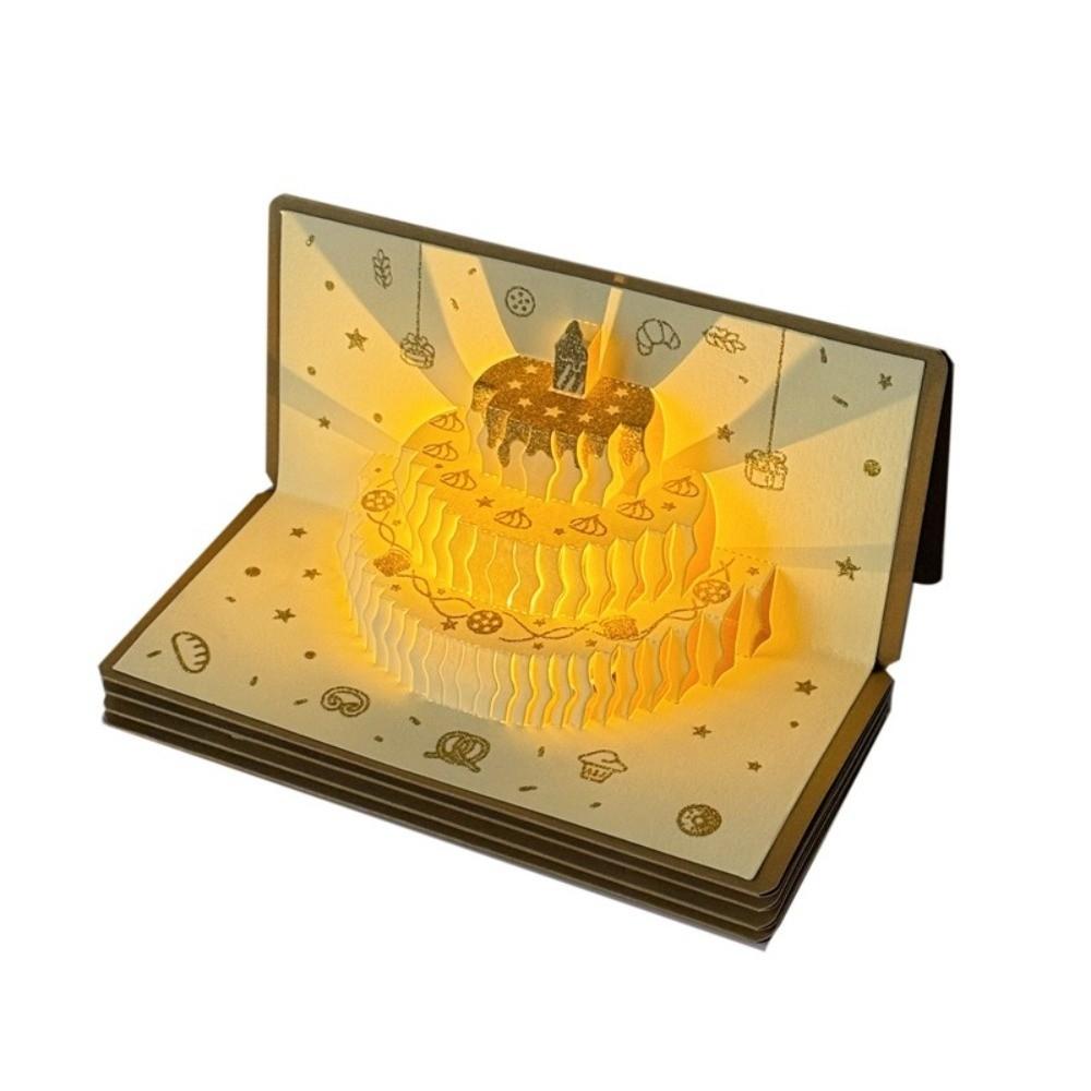 3D Birthday Red Envelope Greeting Card Foldable Birthday Red Envelope Musical Light Greeting Card Multiple Card Slots