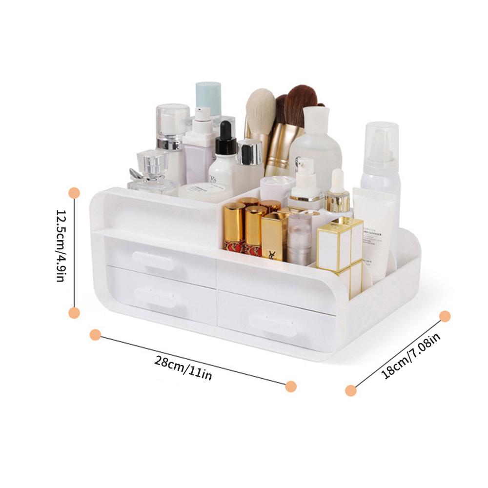 Household Cosmetics Storage Box, Desktop, Dresser Skin Care Products, Lipstick, Makeup Brush Cleaning Dustproof Drawer, White