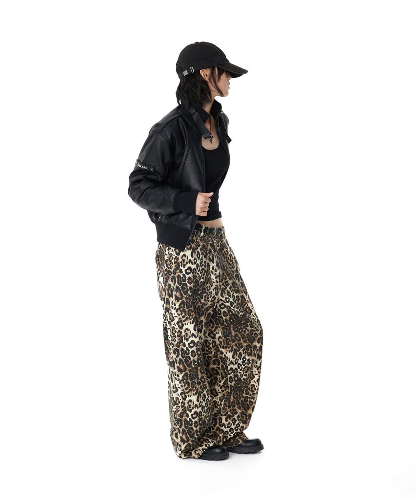 AAKAM Leopard Pattern Cotton Pants (Brown)