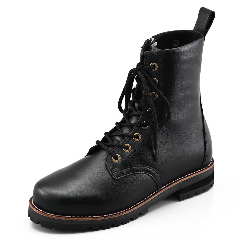 Daytona Motorcycle Riding Genuine Leather with Shift Pad and Side Size 26329 Boots, Mid-Length (Full Grain) Built-in Zipper, HBS-007, Black, 27.0cm