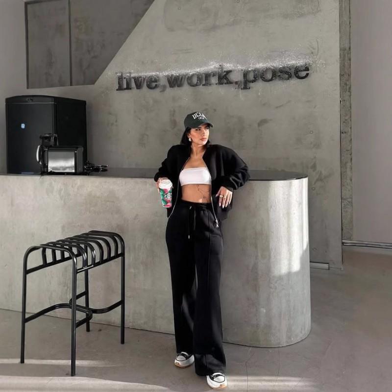 Womens Casual Streetwear Set Long Sleeve Cardigan Top Pants 2 Piece Outfit Winter