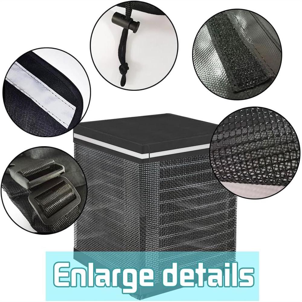 Black Mesh Universal Air Conditioner Cover - 600D, Full Coverage, Anti-Leaf, All-Season