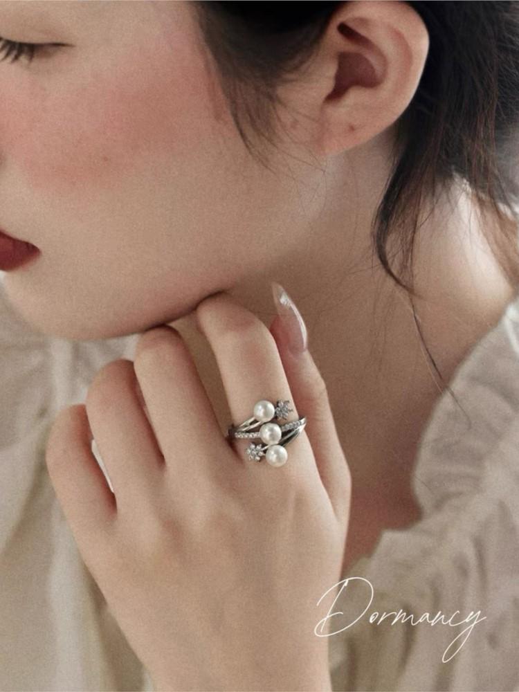 Real 925 Silver Pearl Ring Ladies Woman,White Natural Freshwater Adjustable Pearl Ring Wife Mother Birthday Gift Pink