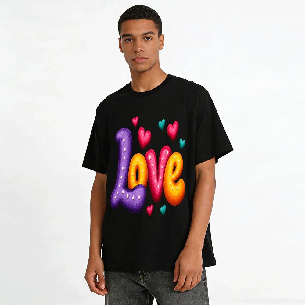 Love Heart Print Casual Tee For Women And Kids Pure cotton T-shirt