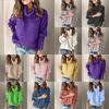 Cozy Women Long Sleeve Sweater High Neck Jumper With Stylish Button Decoration