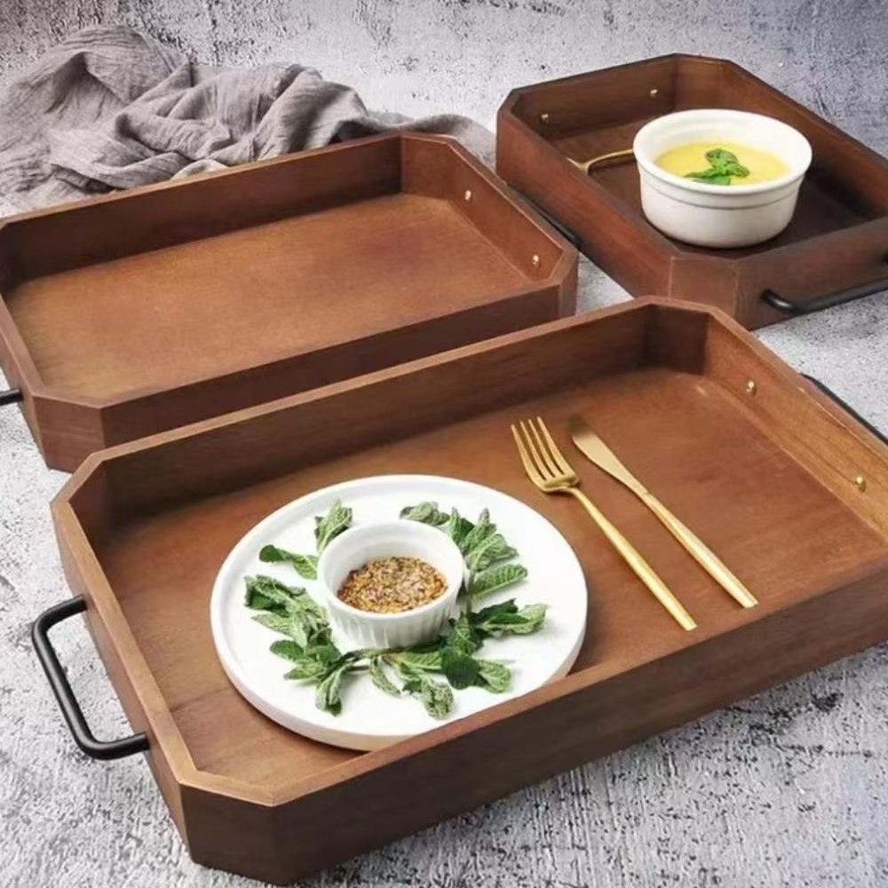 Food Trays Vintage Wooden Pallet Large Capacity Elegant Bread Tray Exquisite Eating Basket Kitchen