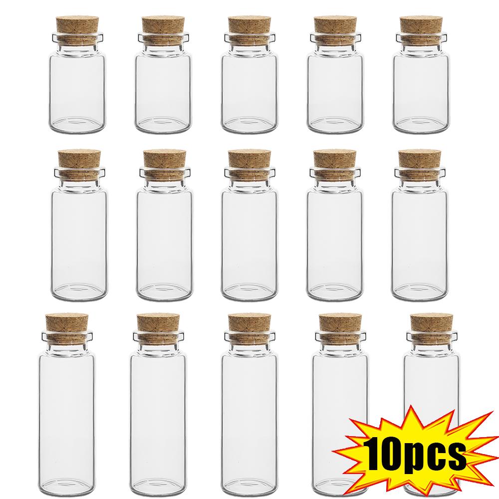10 Stück DIY Wunschflasche Mini Glasflaschen mit Korken Transparent Leere Nachrichtenflasche Weihnachts Hochzeitsfeier Deko Zubehör