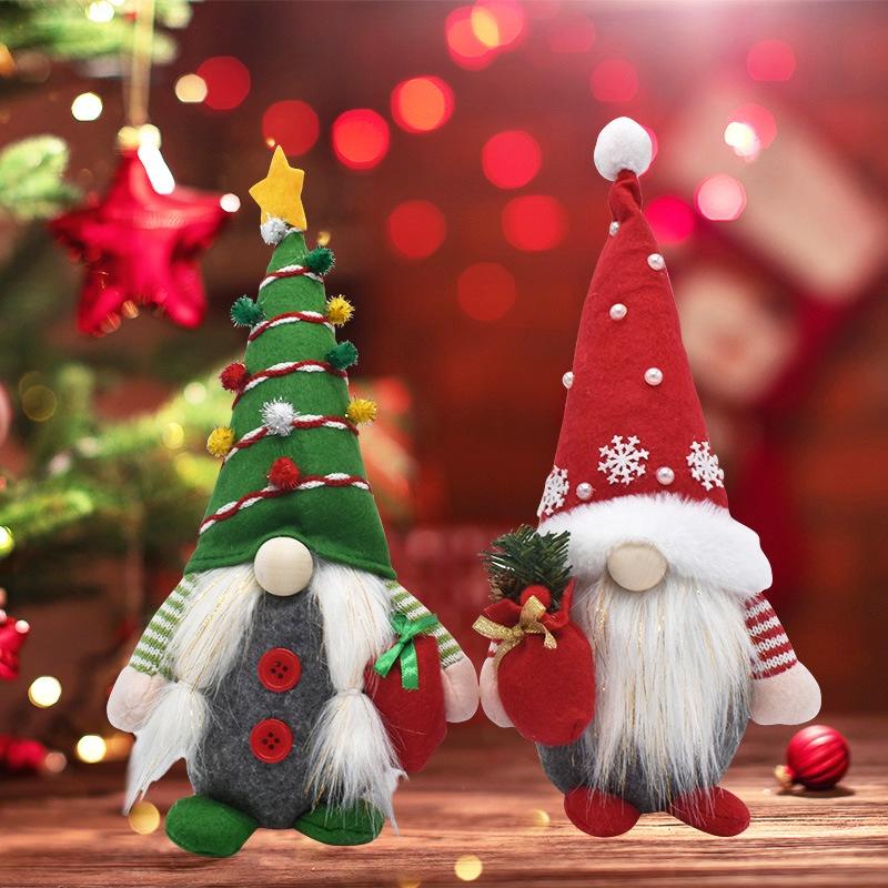 Christmas Decoration Holy Faceless Doll Ornament Wholesale Stock 31*16*7cm Handcrafted Green/red