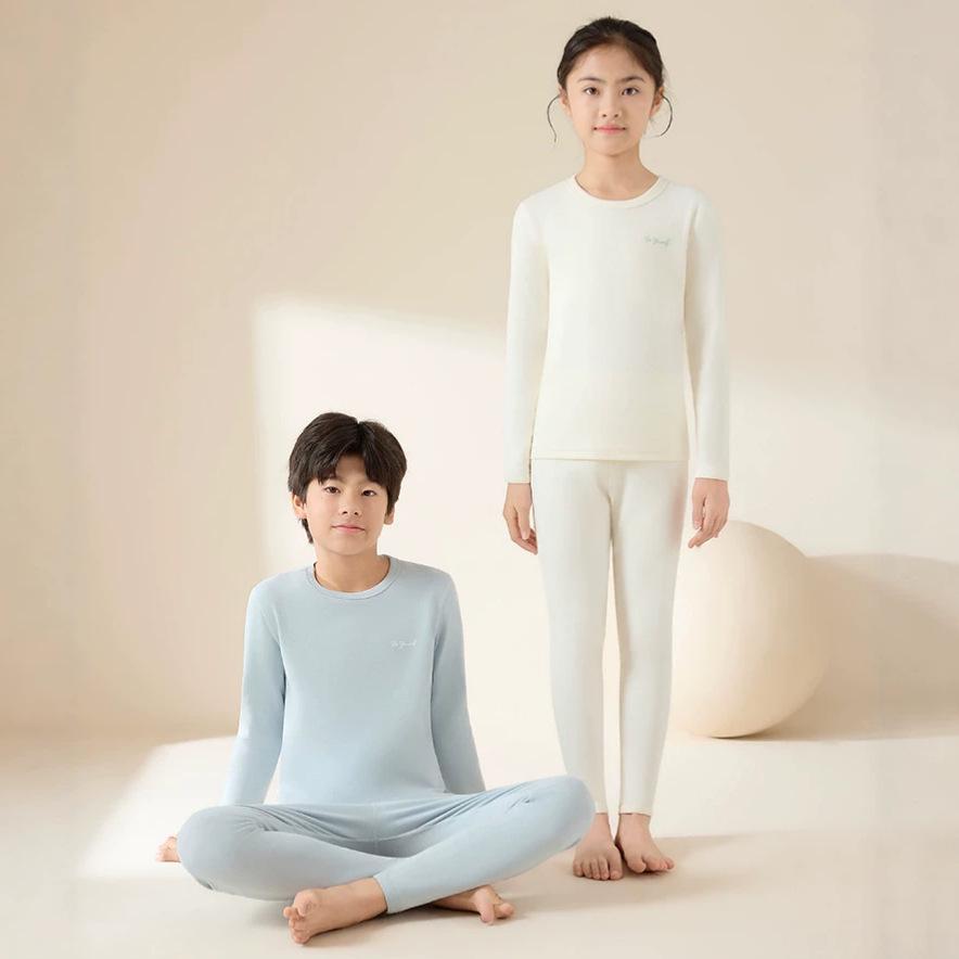 Negenkleurige Kinder Katoen Stretch Lange Onderbroek & Pyjama Set - Naadloos & Levendig.