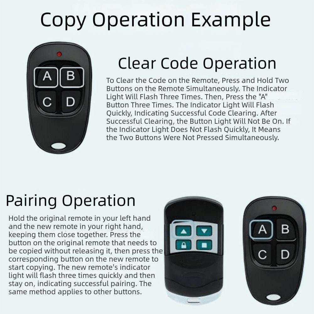 433Mhz Frequency RF Wireless Remote Control Learning Code 1 2 3 4Buttons Learning Code Transmitter Fixed Learning Code