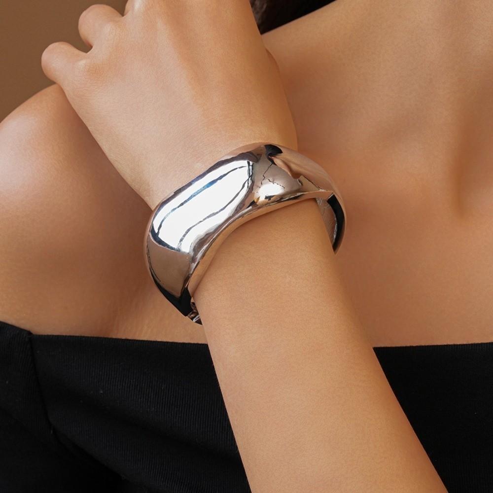 Gold Silver Color Metal Cuff Bangles Jewelry Accessories Exaggerated Bracelet  Girls