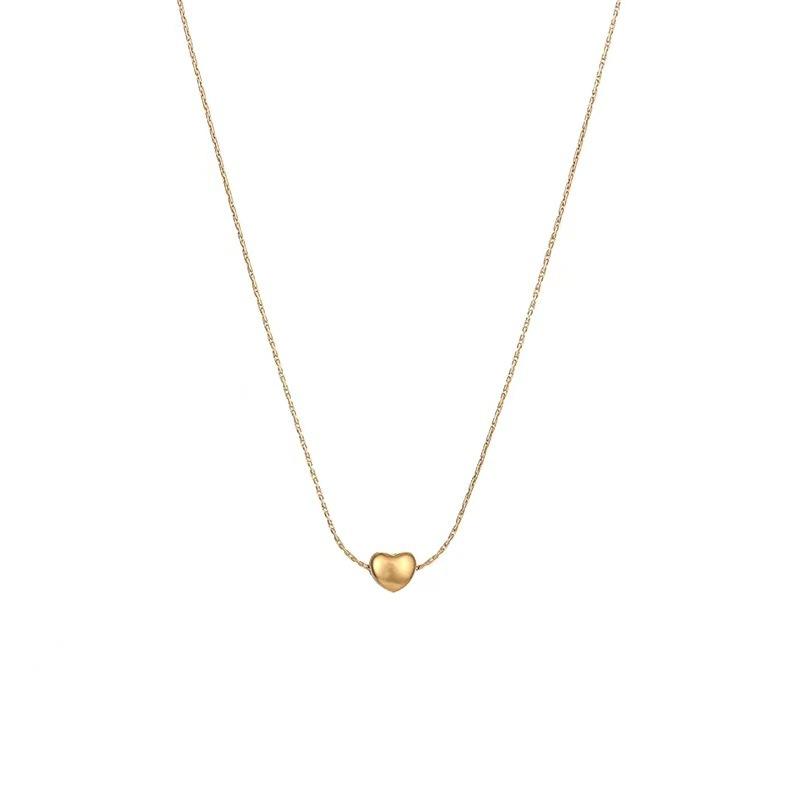 Exquisite Mini Small Heart Pendant Necklace for Women Anti-Tarnish 18K Gold Plated Clavicle Chain Minimalist