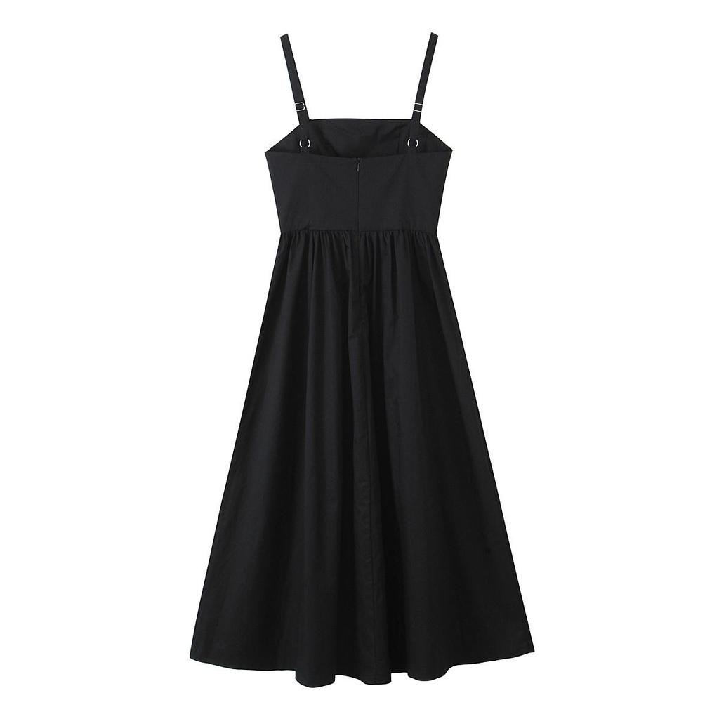 Women's Bow Decor Sleeveless Spaghetti Strap Midi Dress