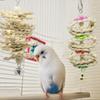 Pet Bird Hanging Natural Wooden Toy Set Parrot Perch Stand Chew Toys With Bells Bird Cage