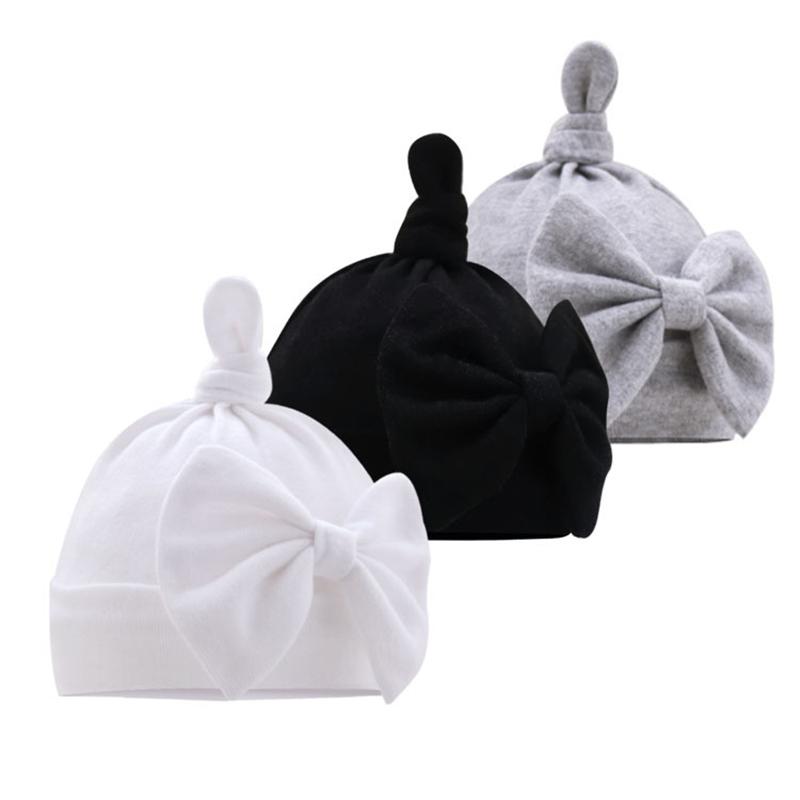 Newborn Baby Cotton Hat with Large Bow Infant Hospital Hat Baby Warm Beanie Bows for Headwear Soft Headwrap Turban Head Wear