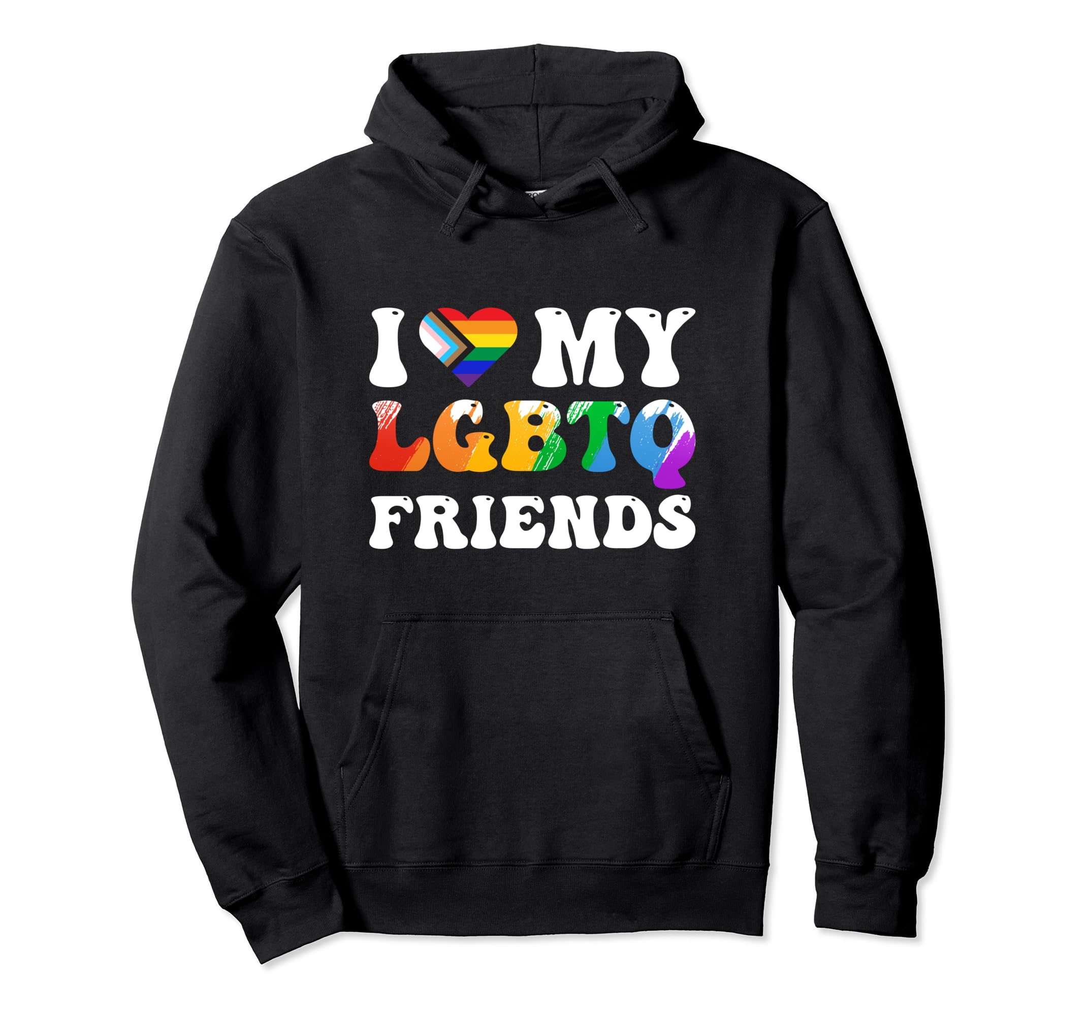 

Rainbow Heart I Love My LGBTQ Friends Hoodie чорний