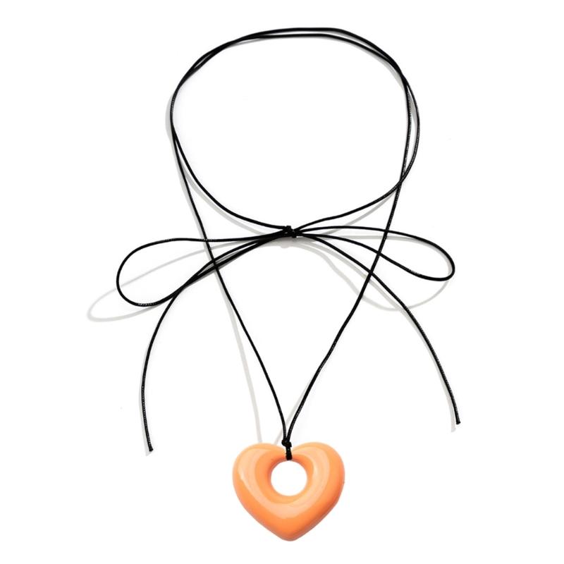 

Порожнє Кольє з Серцем Жіночий Стиль Нішевий Ланцюжок на Ключицю Студентський Регульований Ланцюжок Багатоколірні Прикраси у Формі Серця помаранчевий