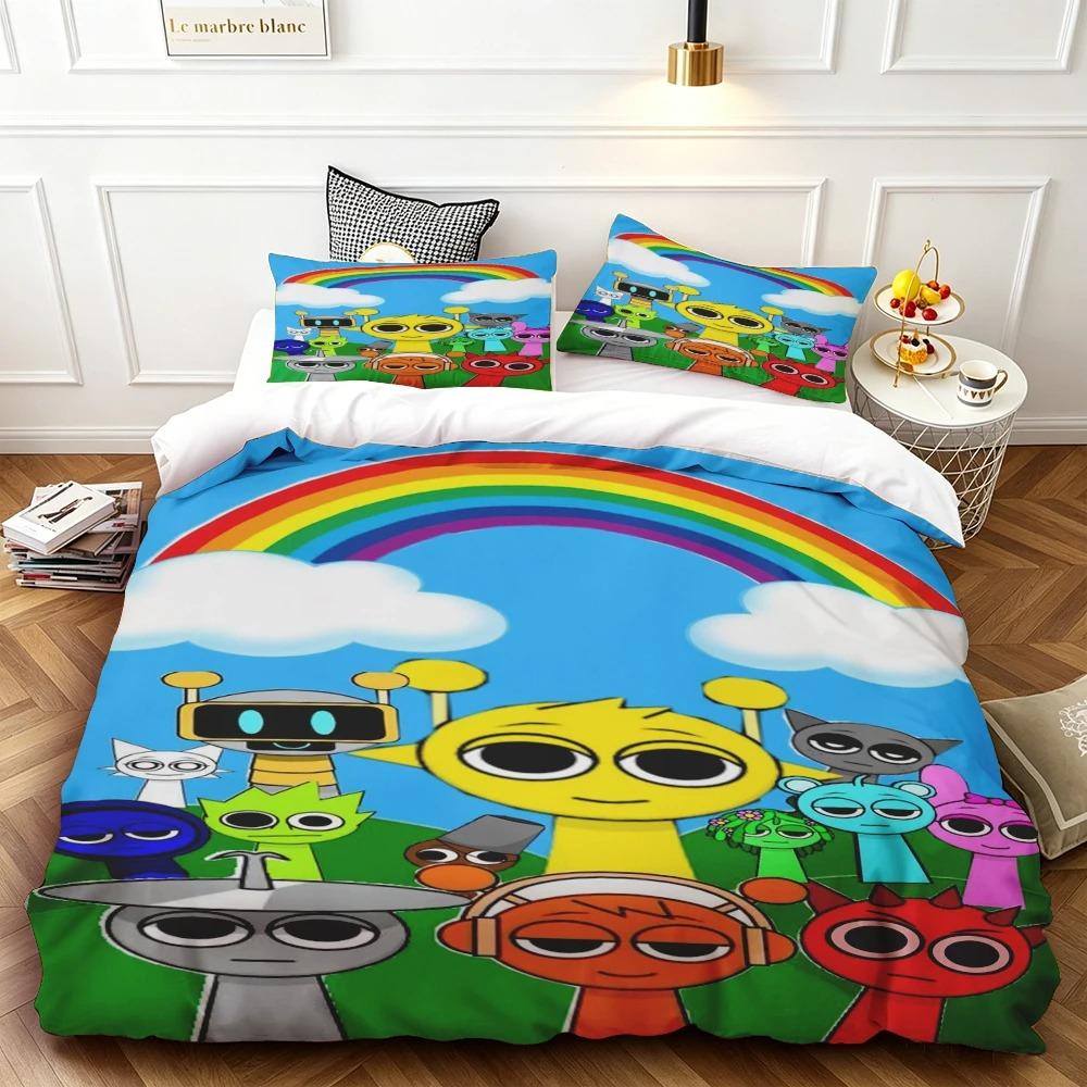 2026 NEUE Geschenke für Teenager Bettbezug-Set Game Sprunki Cartoon Bettwäsche-Set Bettdeckenbezug Hautfreundlich und Atmungsaktiv für Schlafzimmer Zuhause