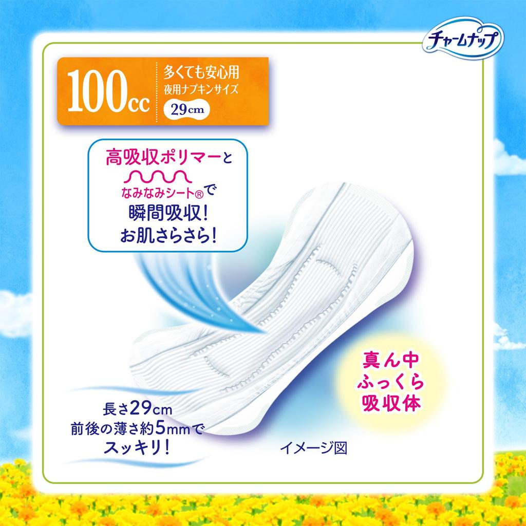 Charmnap Super Jumbo Pack Absorbent Sanitary Heavy 28 pieces Absorbing Incontinence Napkin Light Urinary Pads, Flow, Wingless, 100cc, 29cm, (Urine