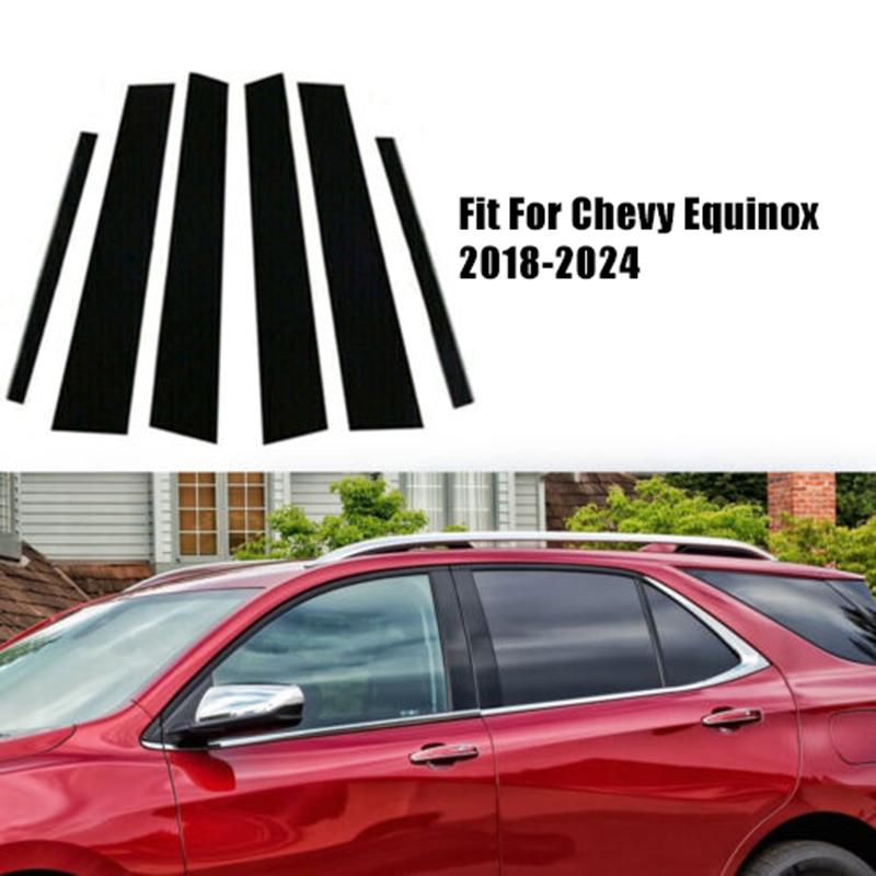 6pcs/set Window Trim Cover Stickers Decoration Exterior Side Door Pillar Posts Car Accessories For Chevy Equinox 2018-2023