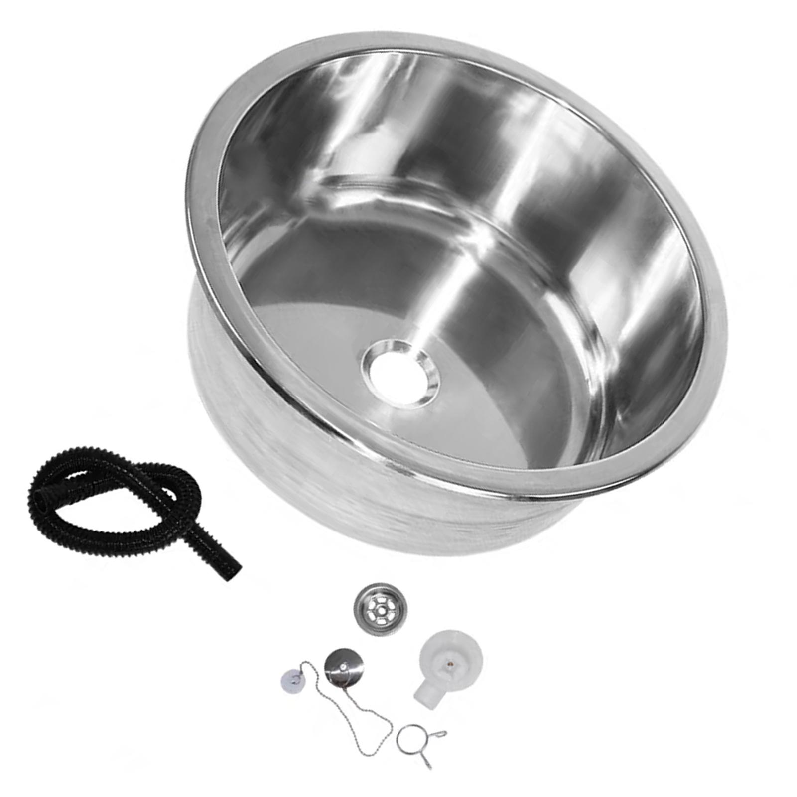 

Stainless Steels Round Sink Single Basin Dishwashing Pool Bathroom Hand Wash Basin Sink for Restaurants and Studios 1