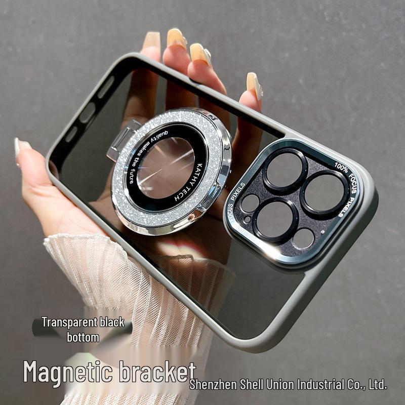 Eagle Eye Metal Lens for iPhone 16 Case - Apple 14 Glitter Magnetic Stand, High-Transparency, Anti-Fall for iPhone 12/13