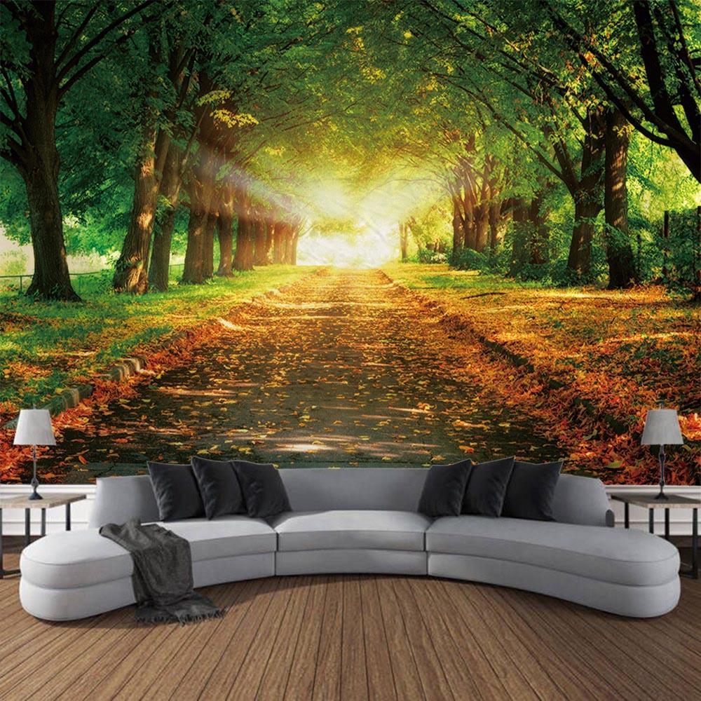 Forest waterfall tapestry, jungle wall hanging, aesthetic room decoration, Bohemian hippie living room, bedroom wall decoration