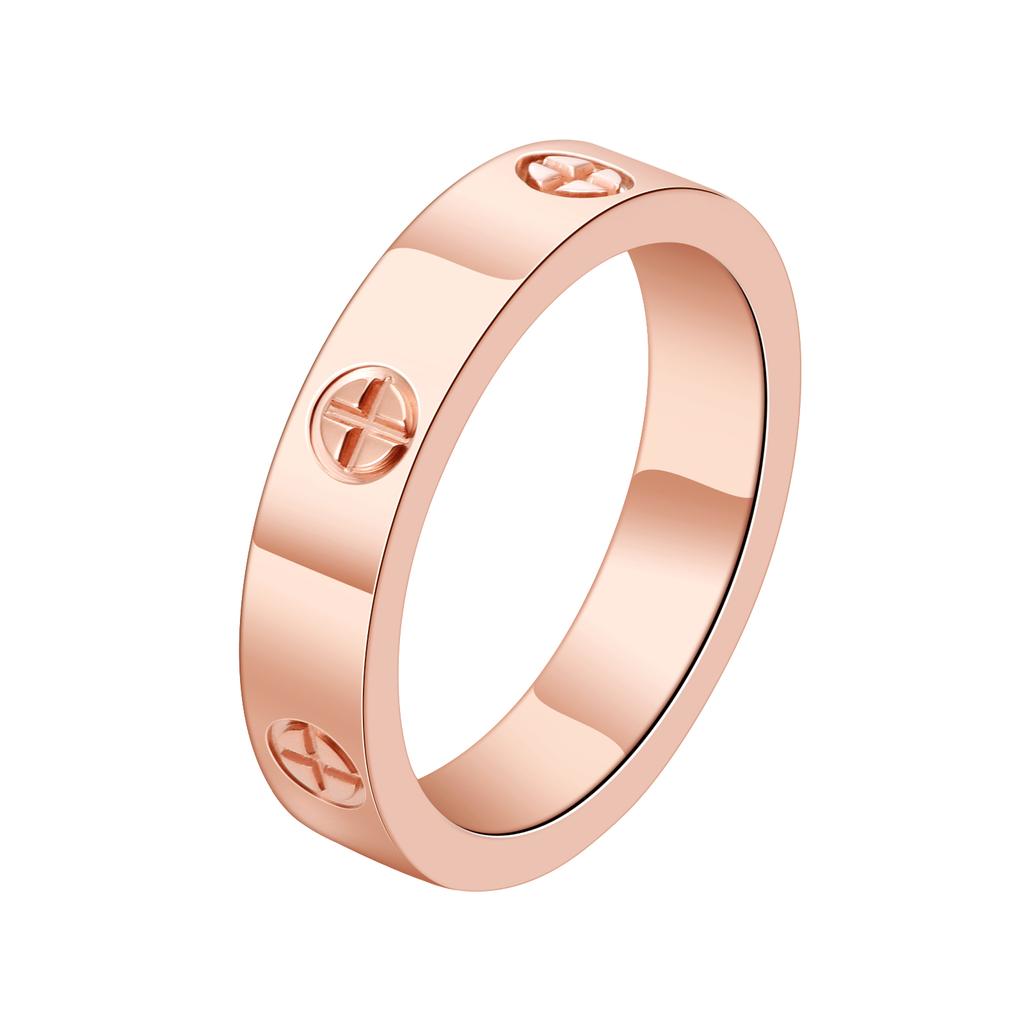Klassischer Kreuz-Edelstahl-Liebesring für Damen Herren Roségold Farbe Paar CZ-Kristallringe Luxuriöser Schmuck Hochzeitsgeschenk