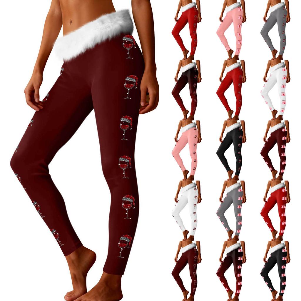 Women's Fashion Casual Fleece-Lined Patchwork Print Straight-Leg Pants