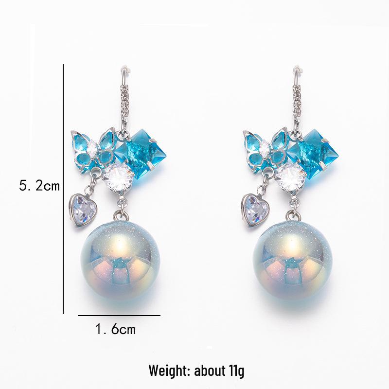 

Серьги-кисточки с цирконом, бабочкой и жемчугом - Роскошные, в стиле принцессы-русалки