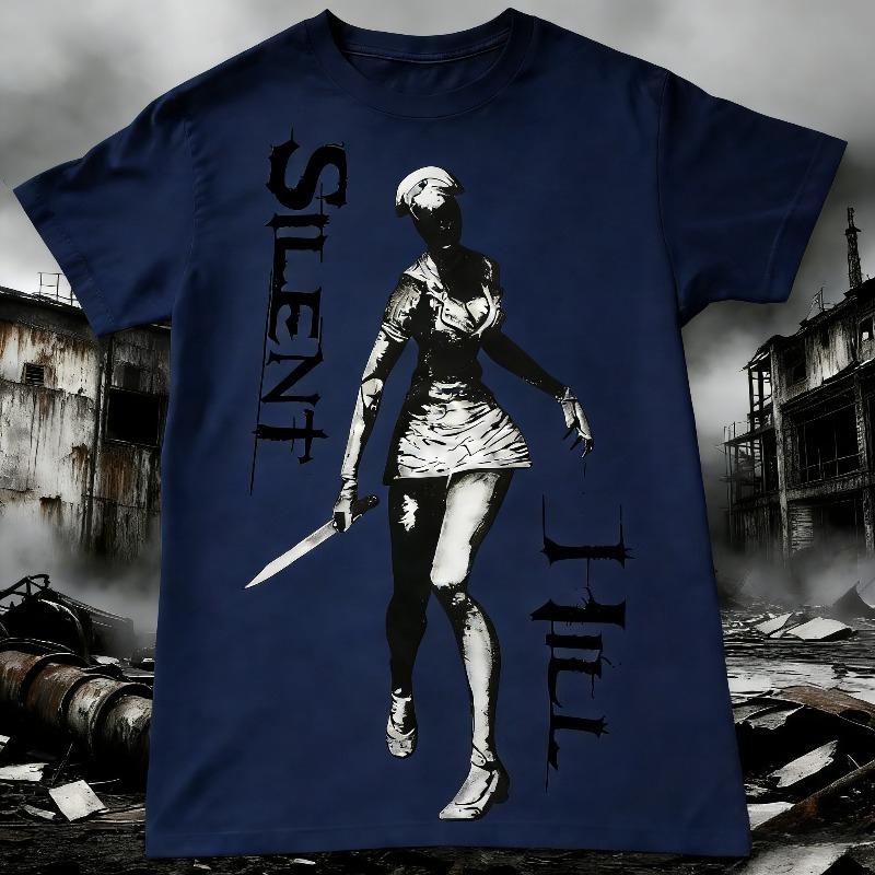 Gorący amerykański T-shirt z krótkim rękawem z lat 2000. dla mężczyzn Y2k Top Nadruk Horrorowy Damska Codzienna Streetwear Emo Dziewczyna Bawełniany T-shirt