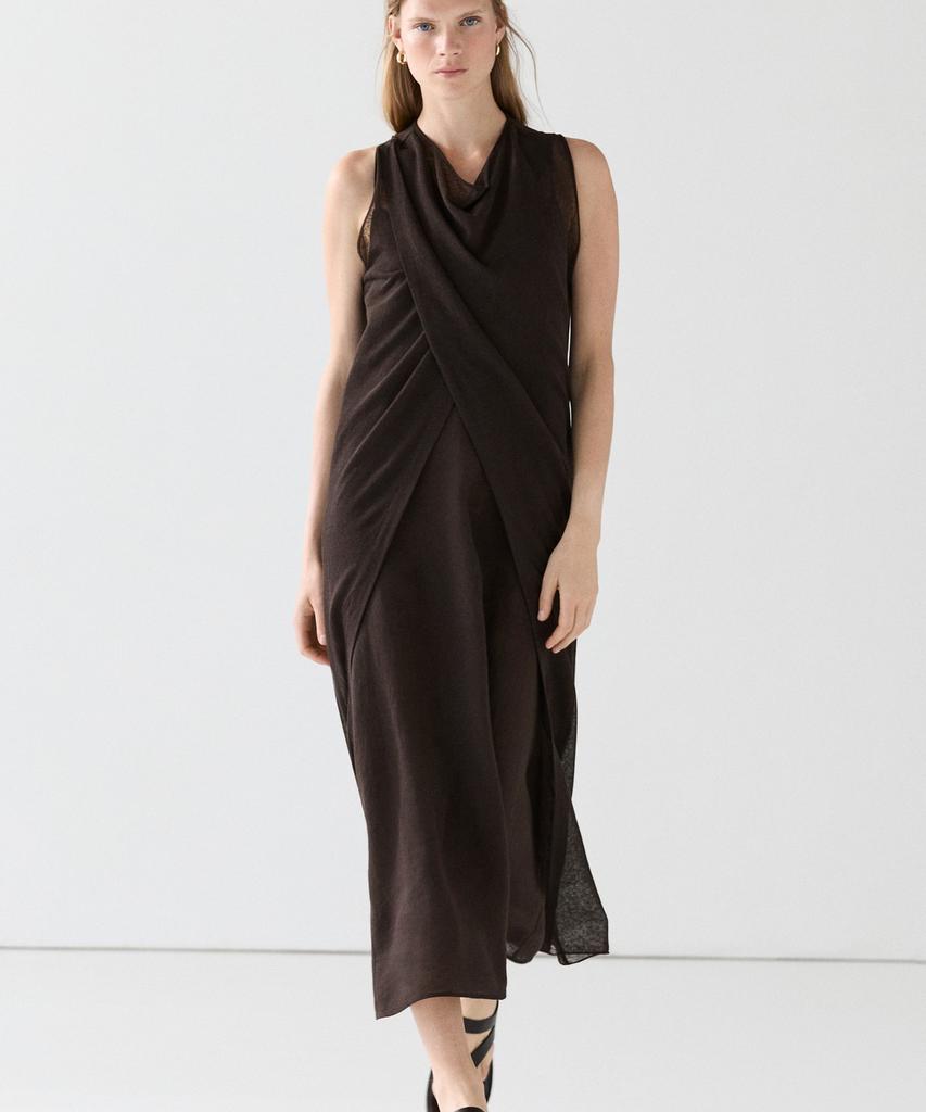 Masimodutti Linen Crossover Dress