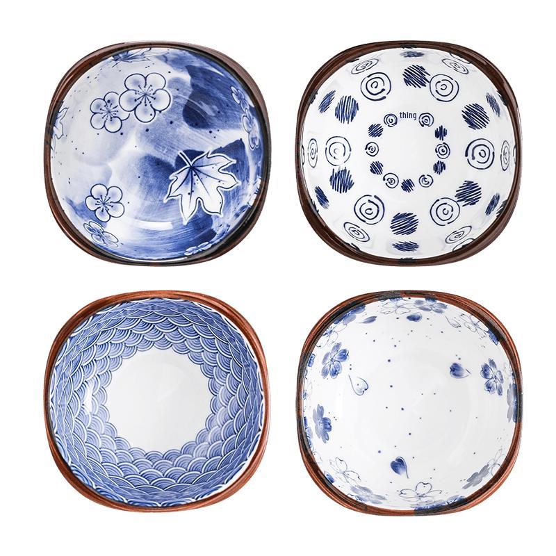 MAXCOOK Japanese Square Ceramic Condiment Dishes, 4-Pack