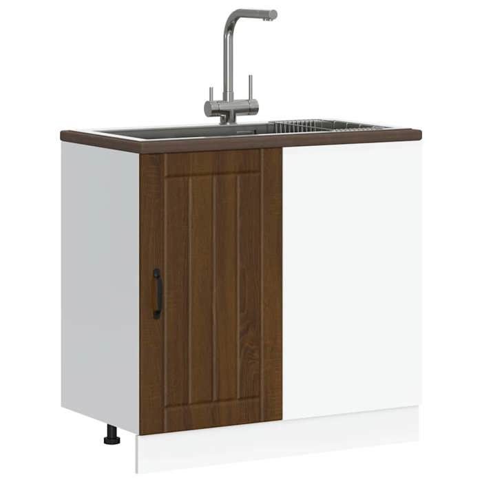 VidaXL Washbasin Base Cabinet Lucca Brown Oak Engineered Wood, Kitchen Base Cabinet, Kitchen Drawer Base Cabinet, 854315