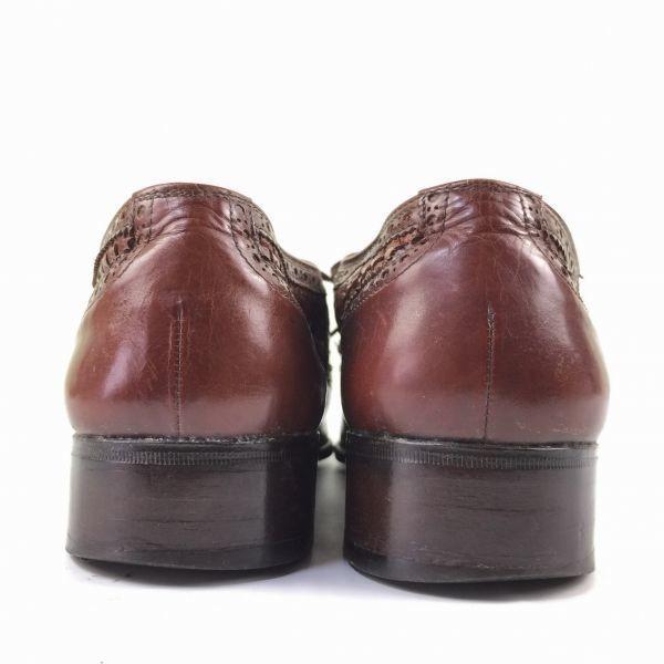 Washington/ Vintage Handmade Wingtip Business Shoes Leather Brown 24cm Braided Design(USED)