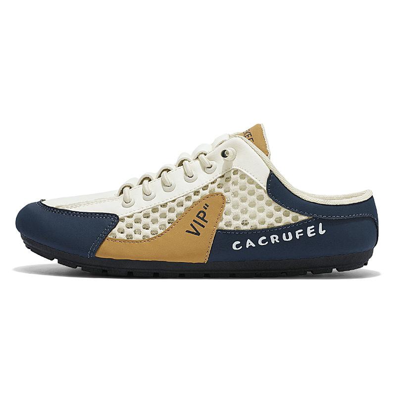 Baotou Half-tray Shoes Men's New Mesh Breathable One-pedal Lazy Shoes Flat-bottom Hollow Mesh Shoes Casual Board Shoes