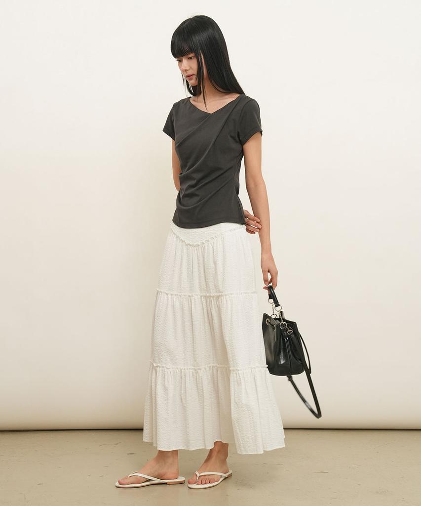 GENERALIDEA Drape Shirred Jersey Blouse [Charcoal] / Gf2Lts527