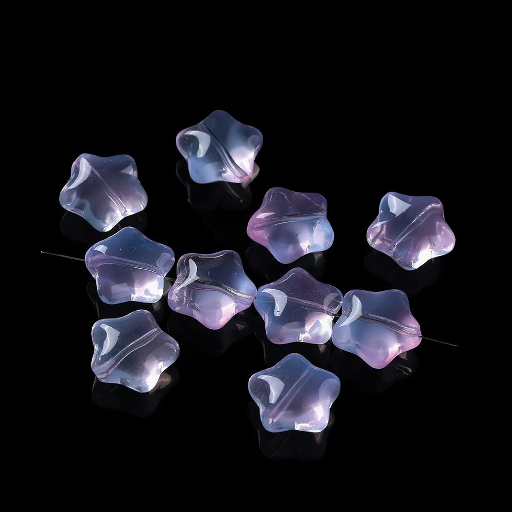 10pcs Colored Star Shaped Beads Glass Spacer Loose Beads for DIY Phone Chains Necklaces Bracelets Crafts Jewelry Making Findings