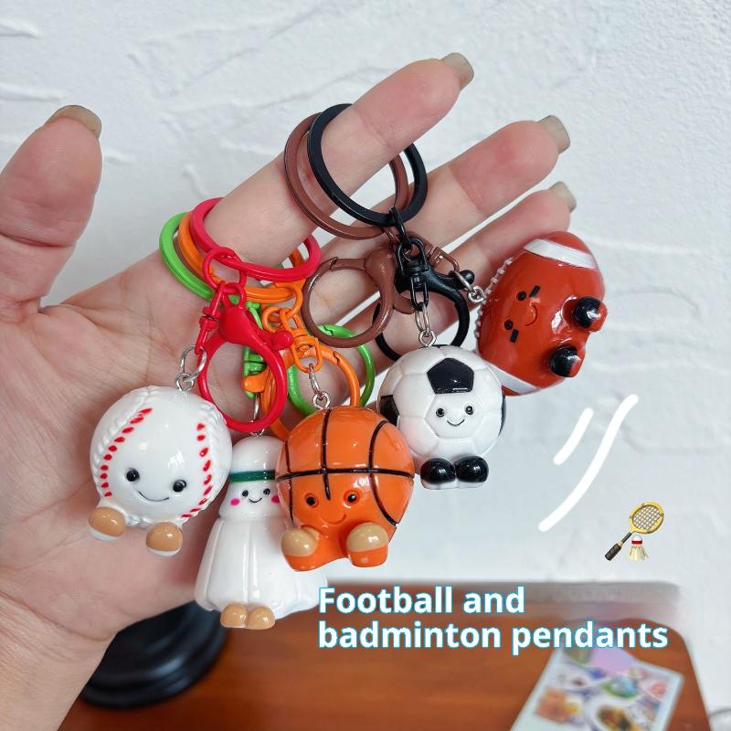 Uroczy Kreskówkowy Trójwymiarowy Brelok do Kluczy Piłka Nożna Badminton Kawaii Zabawa Kreatywność Ozdoba dla Pary Akcesoria Dekoracyjne Prezenty