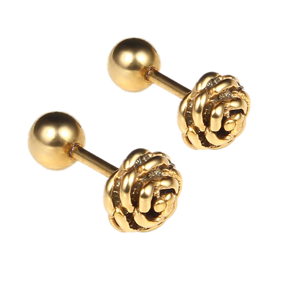 

1 Pair Rose Flowers Stainless Steel Earrings Goth Studs for Love Womens Men Black Saint Valentin Couple Valentine’s Day Gifts