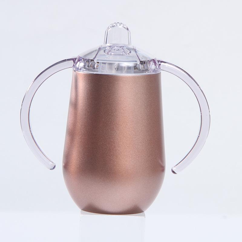 10-Unzen-Eierschalenbecher mit Doppelgriff, doppelwandiger Vakuumbecher aus Edelstahl 304, kreativer Milchbecher für Kinder