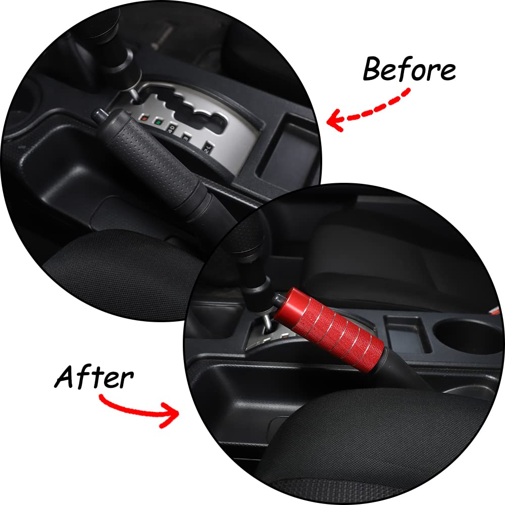 Car Aluminum Alloy Handbrake Handle Handbrake Sleeve for Toyota FJ Cruiser Cover, Protector, 2007-2021 (Red)