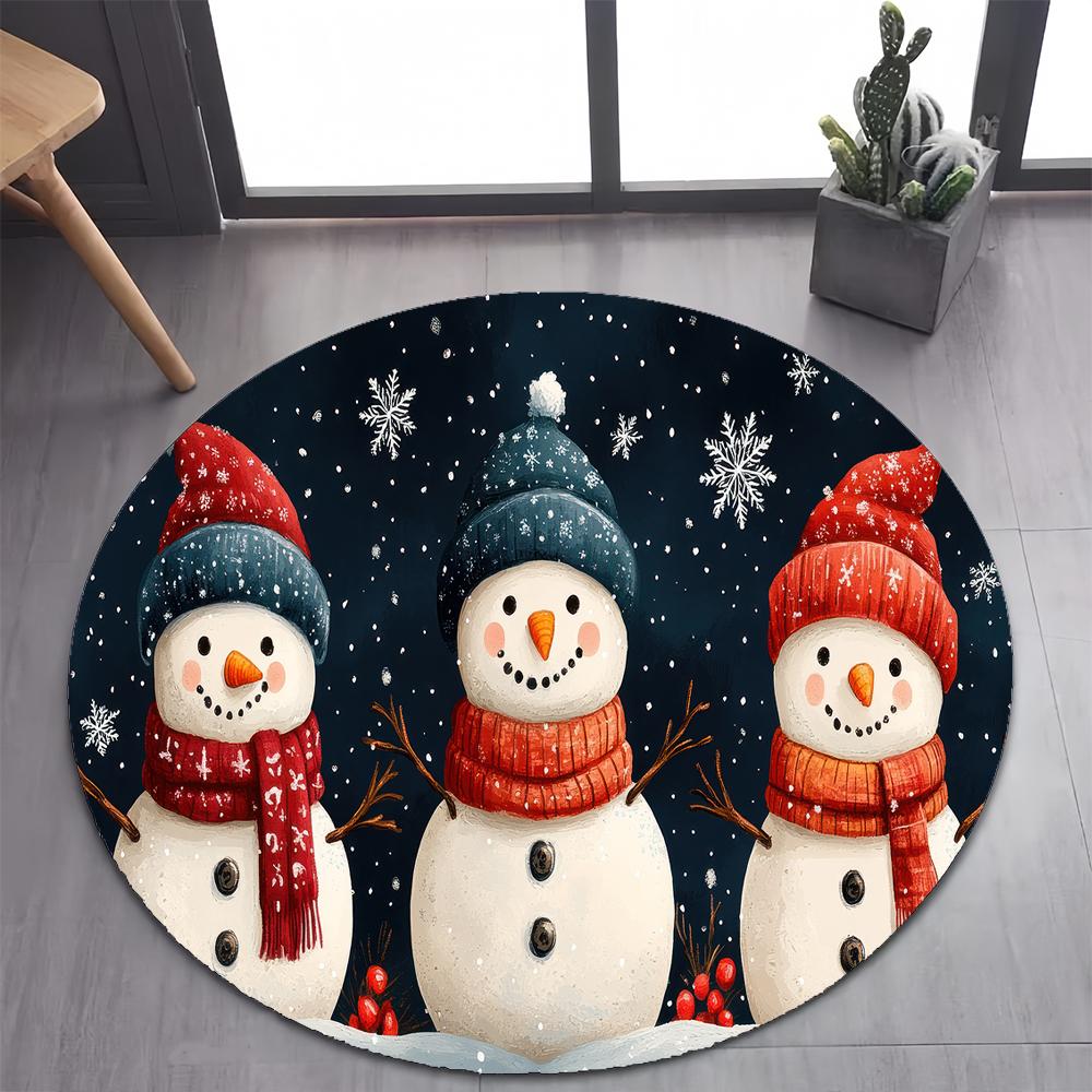 Niedlicher Weihnachtsmann Frohe Weihnachten Baum Cartoon Festival Geschenk Runder Teppich für Schlafzimmer Wohnzimmer Dekoration, Dekor Bodenmatte