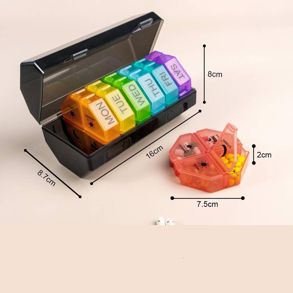 Pill Cases Box Organizer 7 Days 28 Grids 4 Times One Day Portable Travel with Large Compartments for Vitamins Medicine Fish Oils