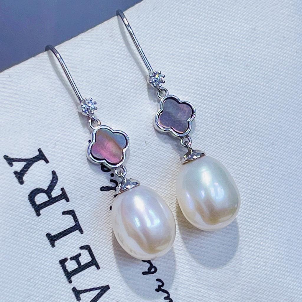 Ziyue Zhuji Pearls Gentle and minimalist style S9Silver tian Freshwater pearl drop earrings, versatile and unique