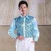 Men's Sequin Chorus Performance Shirt for Middle-Aged & Elderly - Red Stage Costume for Evening Song and Dance